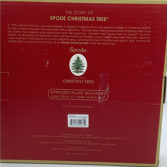 NIB Spode Christmas Tree Appetizer Plate and Knife - Picture 9 of 9